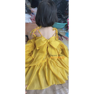 Váy công chúa cột nơ Nhung Nguyễn Váy Đầm Công chúa Bé Gái Cao Cấp Tặng Kèm Cài