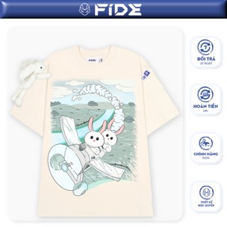 Áo thun FIDE BUNNY phông unisex form rộng local brand nam nữ cổ tròn oversize Đính gấu-AT69(TẶNG GẤU