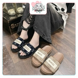 Dép Quai Ngang Gucci Quai Vải Canvas Hàng QCCC Full Bill Box, Dép Lê Nữ GC Đế Cao Su Hot Trend