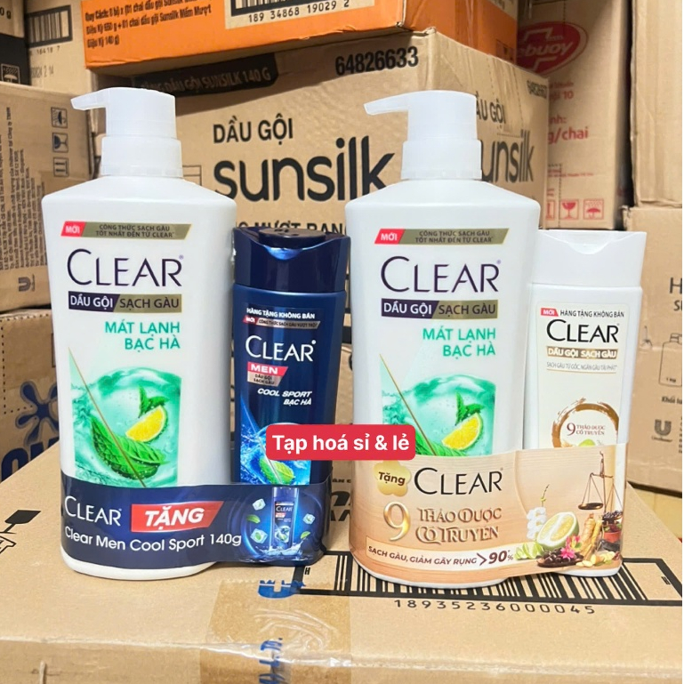 Dầu gội clear bạc hà 630ml tặng