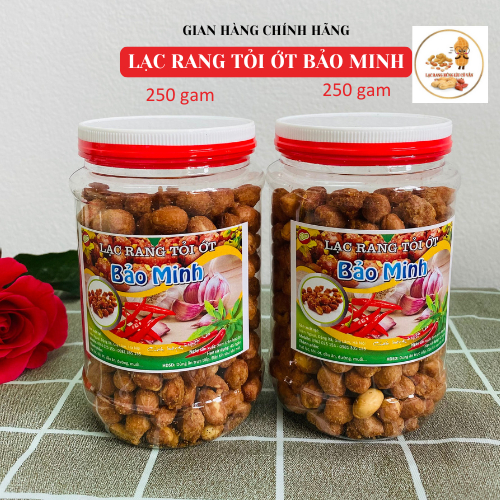 Hộp 250g Đậu phộng rang TỎI ỚT Bảo Minh, đặc sản thủ đô Hà Nội, ăn vặt thơm giòn ngon