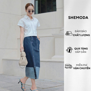  Áo Sơ Mi Trắng Nữ Shemoda Tay Hến Chất Kate Dày Dặn Thoáng Mát Giữ Form Tốt 