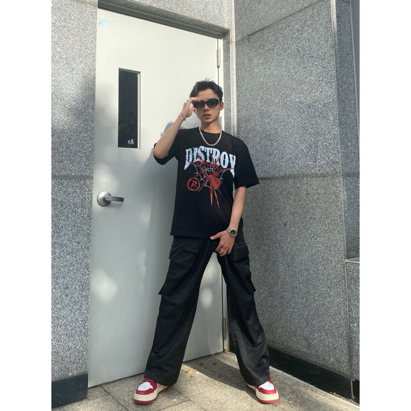 Áo thun Destroy Spider Print Short Sleeve T-Shirt - Cotton - Brand Destroy Studio | BigBuy360 - bigbuy360.vn