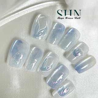 Nailbox mắt mèo, Nailbox nàng tiên cá, Móng tay giả mắt mèo màu xanh, Nail box ngắn vuông