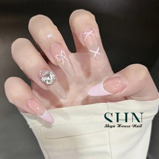 Nailbox đính đá, móng tay giả dài nhọn đính đá Z269, Nail xinh, nail giả cô dâu