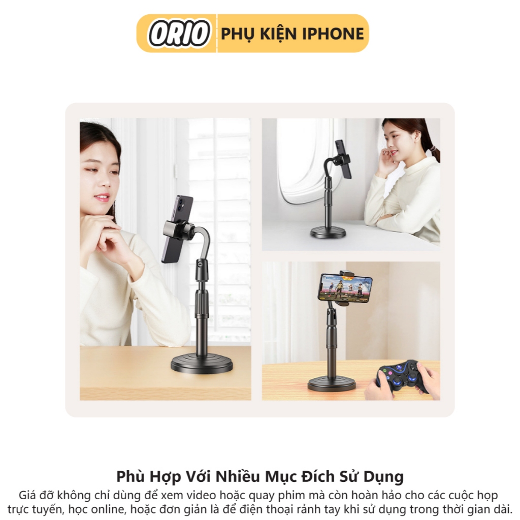Giá đỡ điện thoại để bàn ORIO B11 xoay 360 độ để quay phim đa dụng - kẹp Livestream | BigBuy360 - bigbuy360.vn