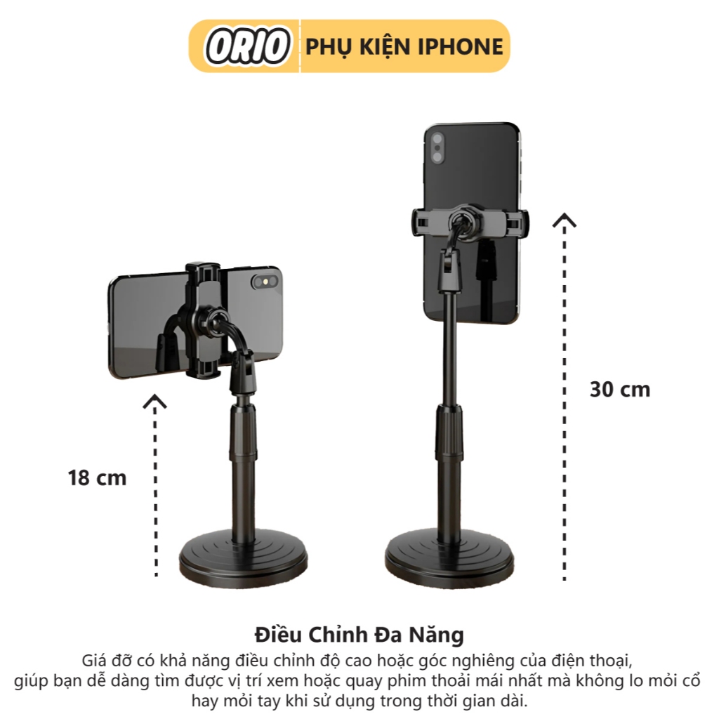 Giá đỡ điện thoại để bàn ORIO B11 xoay 360 độ để quay phim đa dụng - kẹp Livestream | BigBuy360 - bigbuy360.vn