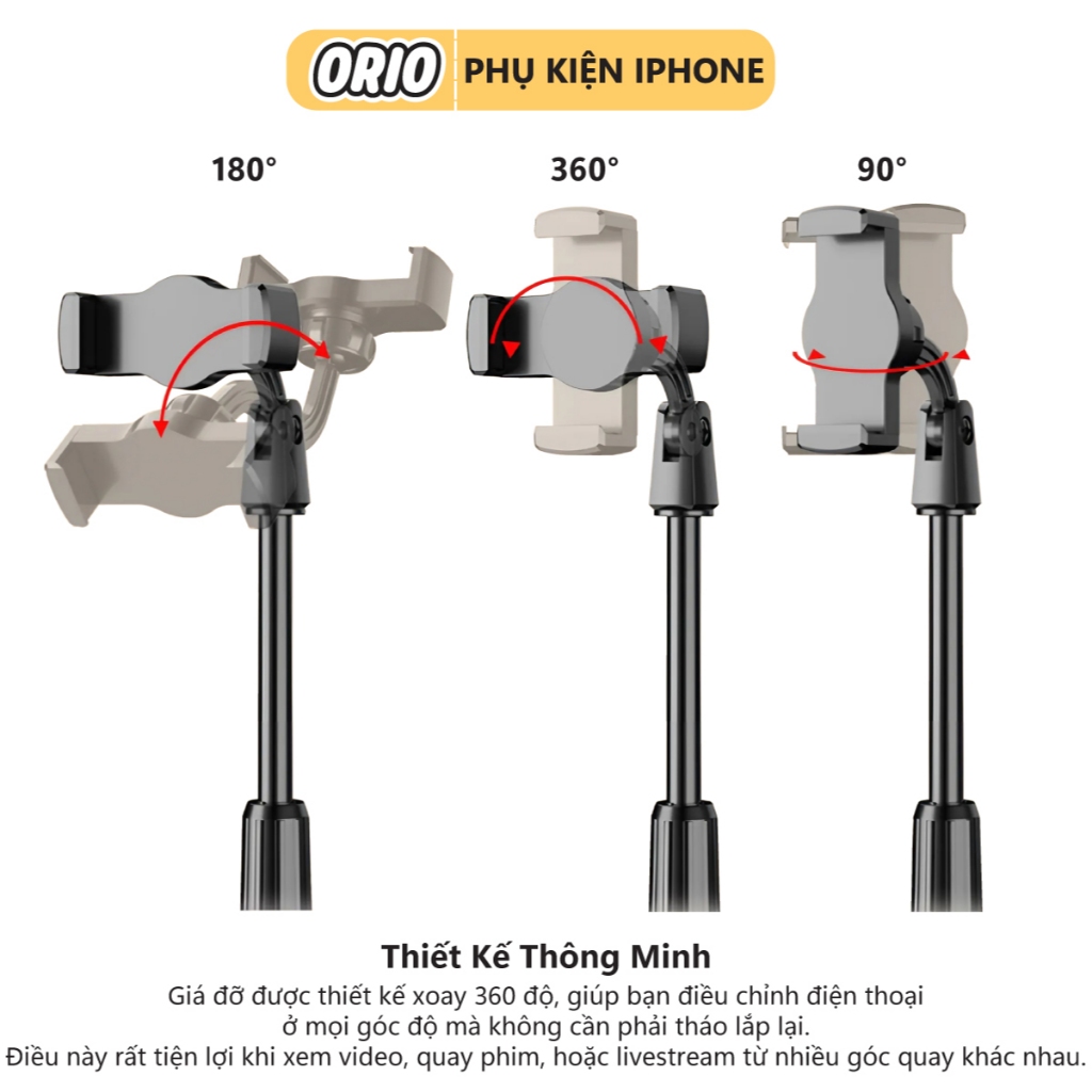 Giá đỡ điện thoại để bàn ORIO B11 xoay 360 độ để quay phim đa dụng - kẹp Livestream | BigBuy360 - bigbuy360.vn