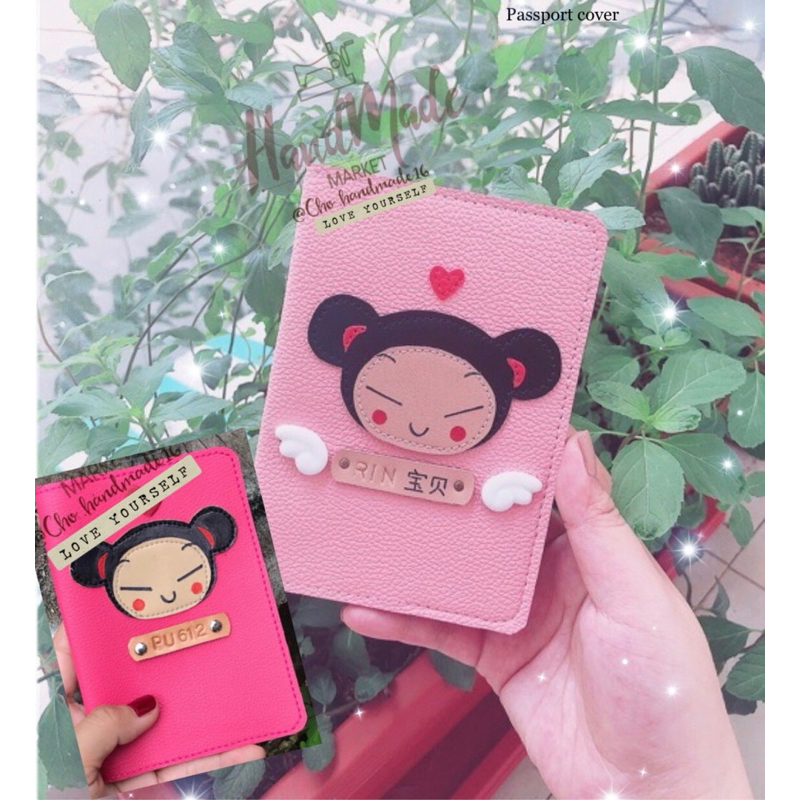 (chat chốt tên-chọn màu)vỏ hộ chiếu PUCCA- bao hộ chiếu GARU