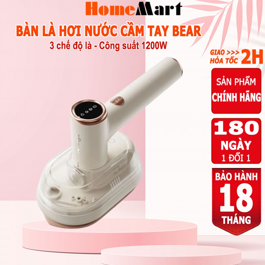 Bàn ủi hơi nước cầm tay Bear GTJ-A12Z2, 3 chế độ là, tay cầm xoay 90, HomeMart – Bảo hành 6-18 tháng
