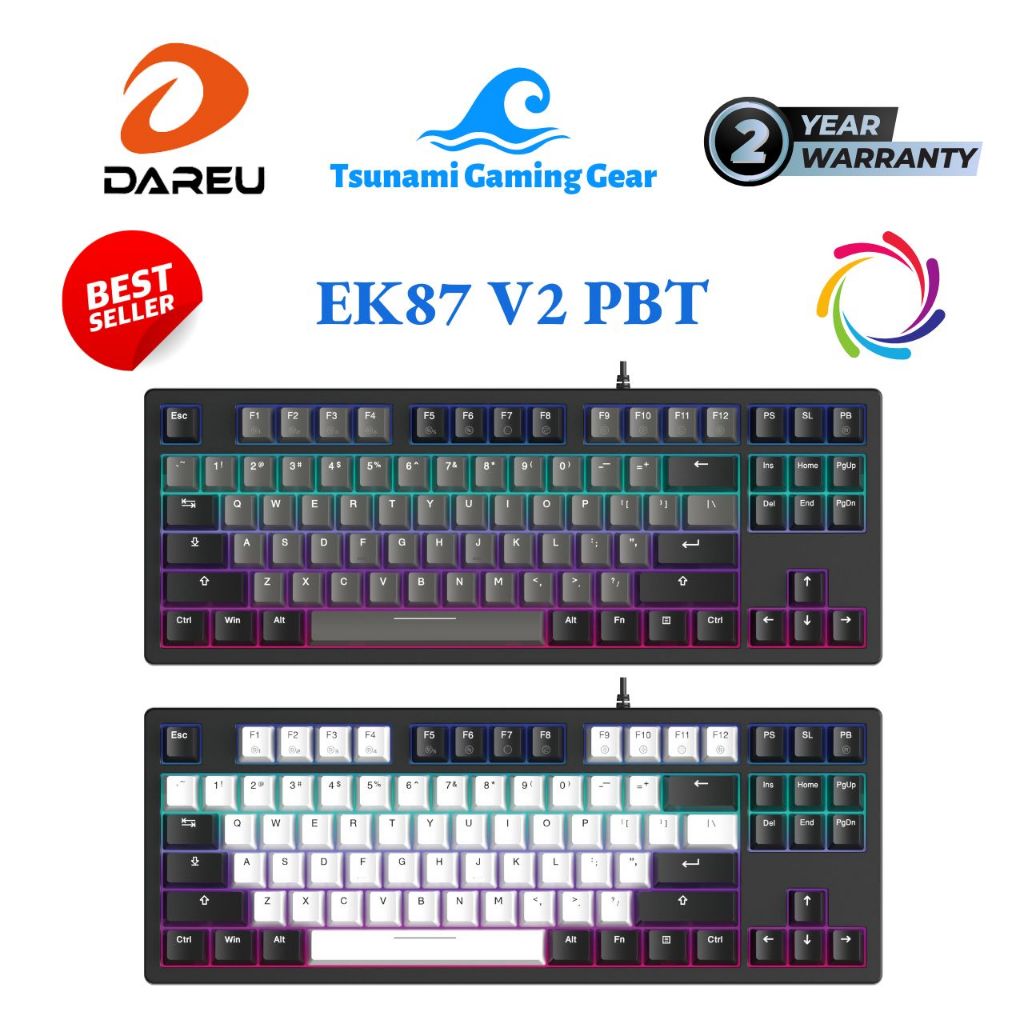 Bàn phím cơ DareU EK87 v2 PBT (Multi-Led/ 2 sides RGB strip/ PBT Double Shot/ OEM profile)