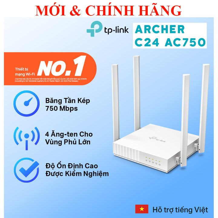 Bộ Phát Wifi TP-Link Archer C24 Băng Tần Kép AC 750Mbps  D-Link  PIX-LINK