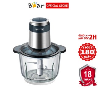  Máy xay thịt đa năng Bear QSJ-C03M1 cối thủy tinh inox 2L dao xay 4 lưỡi xay thịt cua cá rau củ 