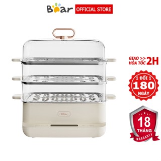 Nồi hấp điện 3 tầng Bear 12L khay hấp Inox, Nồi hấp xôi, bánh bao, hấp đồ ăn dặm – BH 6-18 tháng