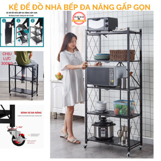 Kệ Nhà bếp  Gấp Gọn ,KỆ BẾP để lò vi sóng , Để Đồ ,Đa Năng có bánh xe 3 / 4 / 5 tầng cao cấp.