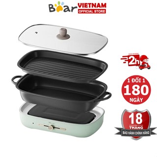 Nồi lẩu nướng 2 khay 5L Bear DHG-D50T1 nồi lẩu nướng công suất 1800W làm nóng nhanh - BH 6-18 tháng