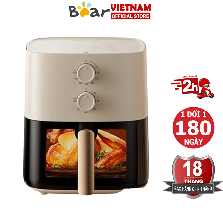 Nồi chiên không dầu dung tích 5L Bear QZG-F15E3/J15M1 công nghệ nhiệt đối lưu 360 – BH 6-18 tháng