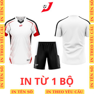 CP 01 trắng, quần áo bóng đá không logo, in tên số theo yêu cầu, in nhiệt không bong tróc, mực in sắcnét bềnmàu JFUTBALL