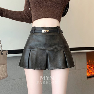 Chân Váy Da Xếp Ly Dáng Ngắn Sang Chảnh, Chân Váy Xếp Ly Chất Da Pu Kiểu Y2K Chất Da Mềm Mịn Hàng Da Loại 1