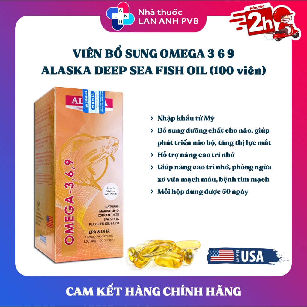 ALASKA DEEP SEA FISH OIL OMEGA 3 6 9 - Viên dầu cá tốt cho mắt, tim mạch, giảm cholesterol máu.