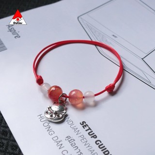 Vòng tay macrame DUTIOS hạt đá pha lê rạn mix charm VPL002