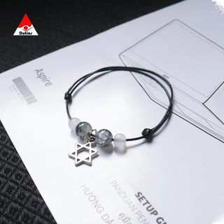 Vòng tay macrame DUTIOS hạt đá pha lê rạn mix charm VPL002