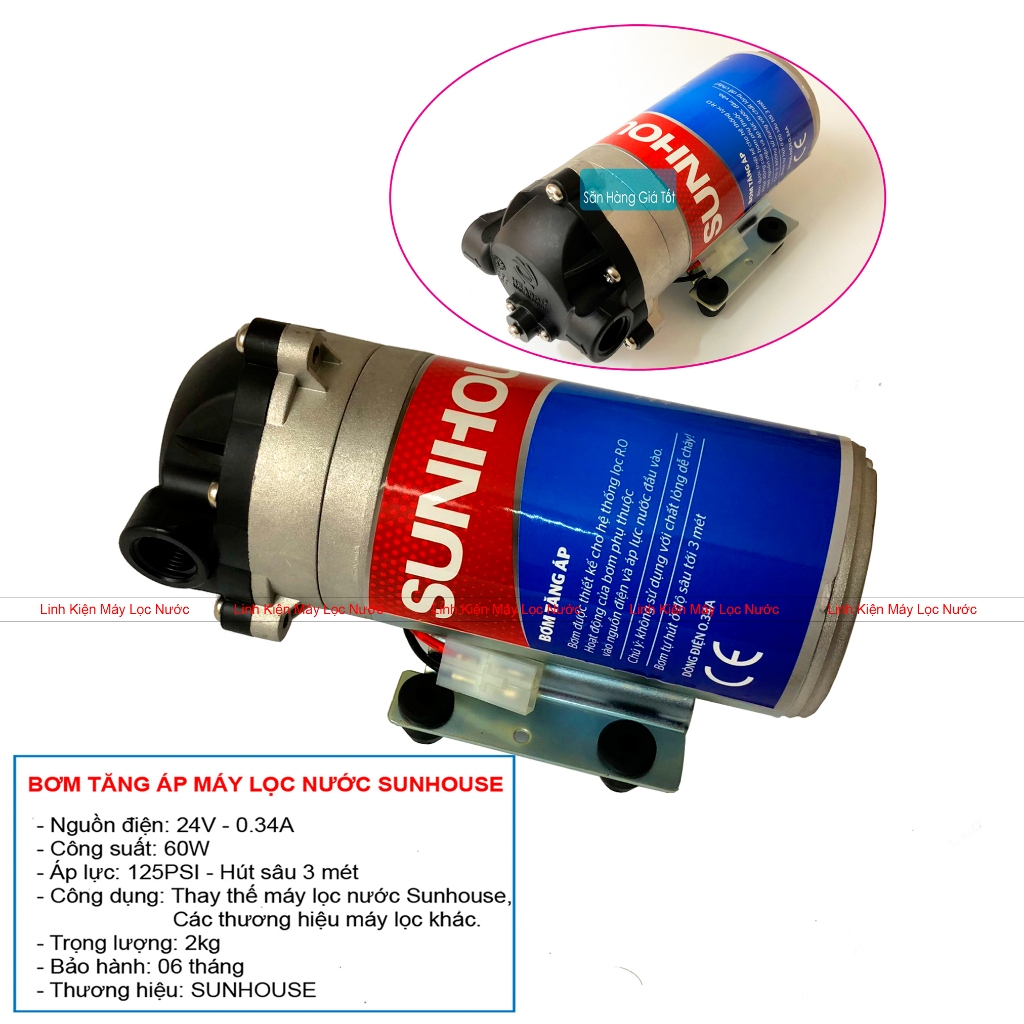 Bơm tăng áp máy lọc nước RO Sunhouse