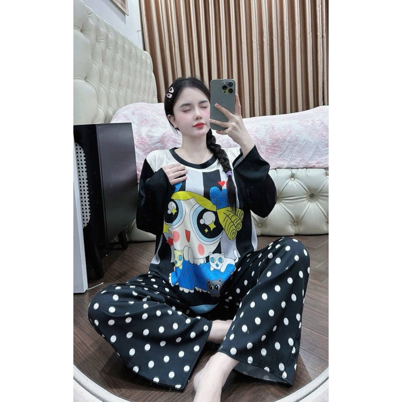 Đồ Bộ Pijama Cổ tròn Hàng 2CE Lụa Latin Cao Cấp