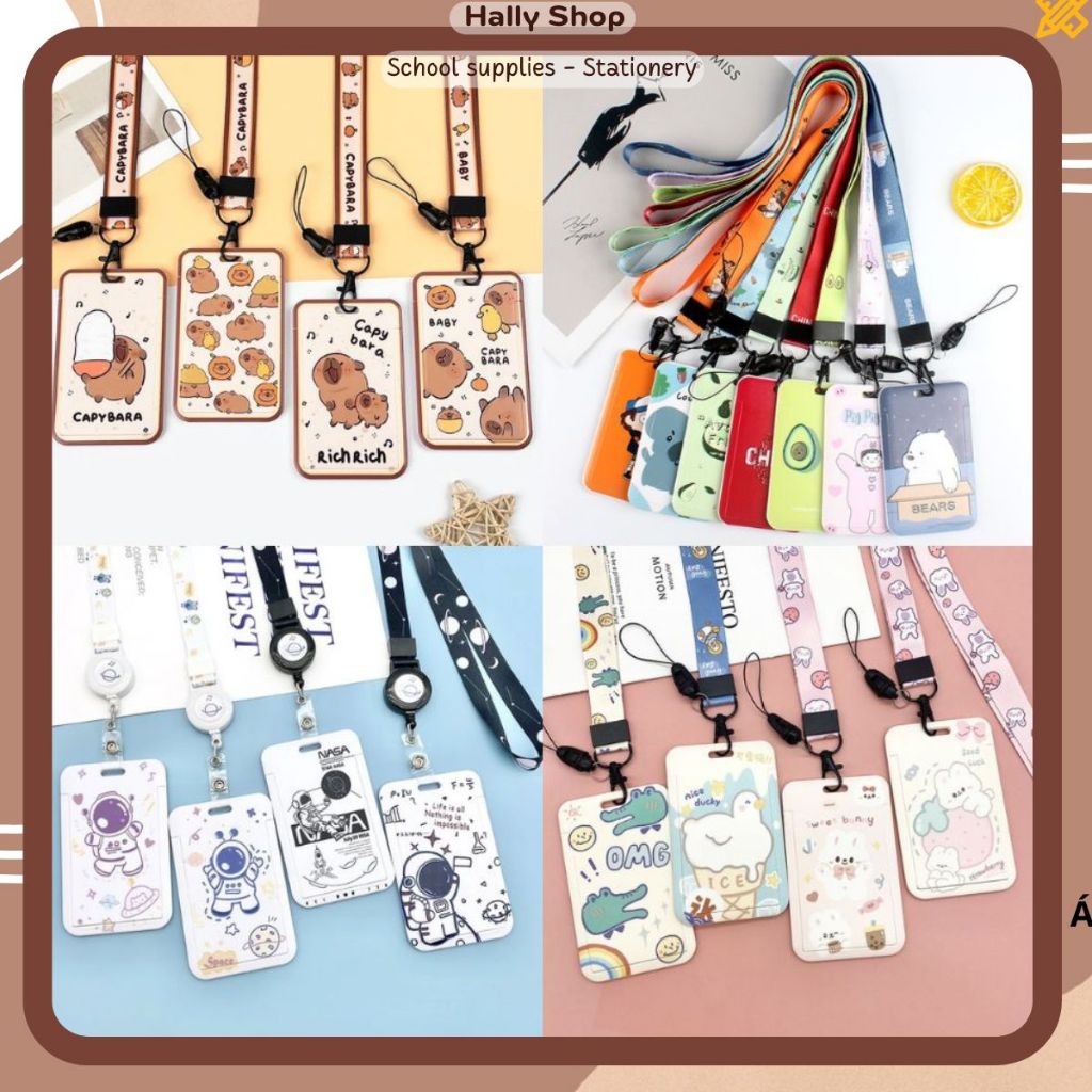 Dây đeo thẻ học sinh, bảng tên dành cho sinh viên nhiều mẫu hoạt hình hoạ tiết dễ thương cute - Hally shop
