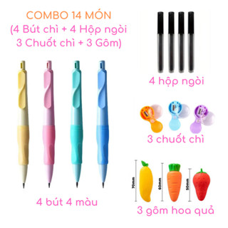 COMBO BÚT CHÌ CÁ HEO TẬP VIẾT LANTU NGÒI 2.0MM 2B. CÓ ĐỊNH VỊ, GIÚP BÉ CẦM BÚT ĐÚNG TƯ THẾ
