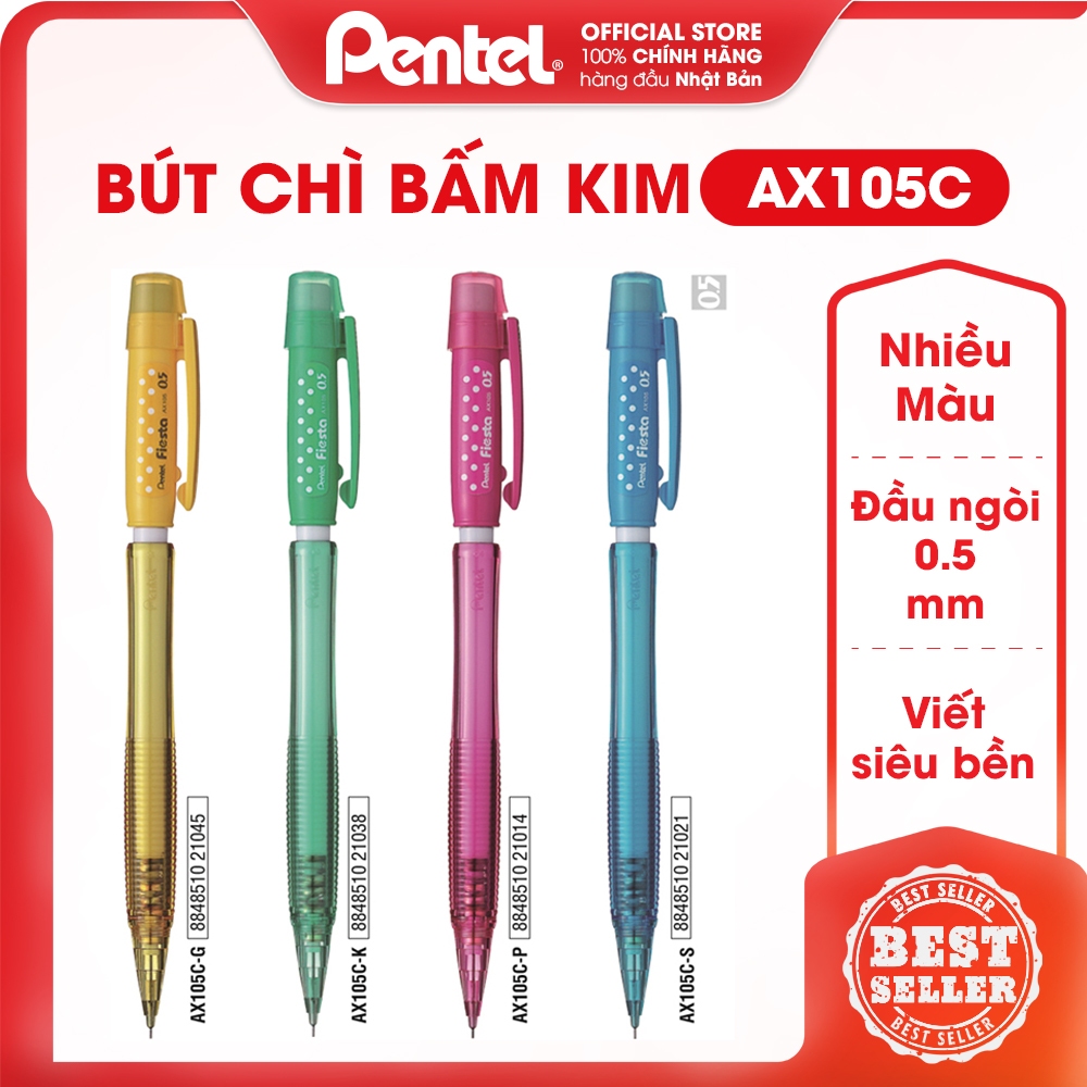 Bút chì bấm kim Pentel Nhật Bản | Ngòi 0.5mm, thay được ruột | FIESTA AX105C