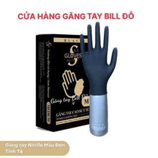 Hộp 100 Cái Găng Tay Cao Su Y Tế Nitrile Không Bột Màu Đen Sgloves 3,5G (Hộp 100 Chiếc = 50 Đôi) Dùng Phun Xăm, Spa