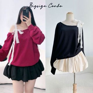  Áo Thun Nữ Bigsize Nữ Nhiều Màu Lên Phom Cá Tính Thiết Kế Trễ Vai Có Nơ Cho Các Nàng Chubby 50-95kg- G176 