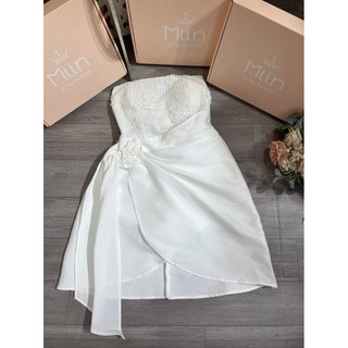 Váy 2 dây tapta phối tơ nhún eo ren