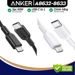 dây cáp sạc nhanh Anker PD 60W A8632 A8633 type c to L 0.9m/1.8m USB C to L dây sạc anker c to l