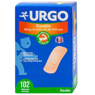   CHÍNH HÃNG  Băng Cá Nhân URGO DURABLE Hộp 102 Miếng Độ Dính Cao Dùng Cho Vùng Da Tổn Thương Bảo Vệ Các Vết Thương Nhỏ 