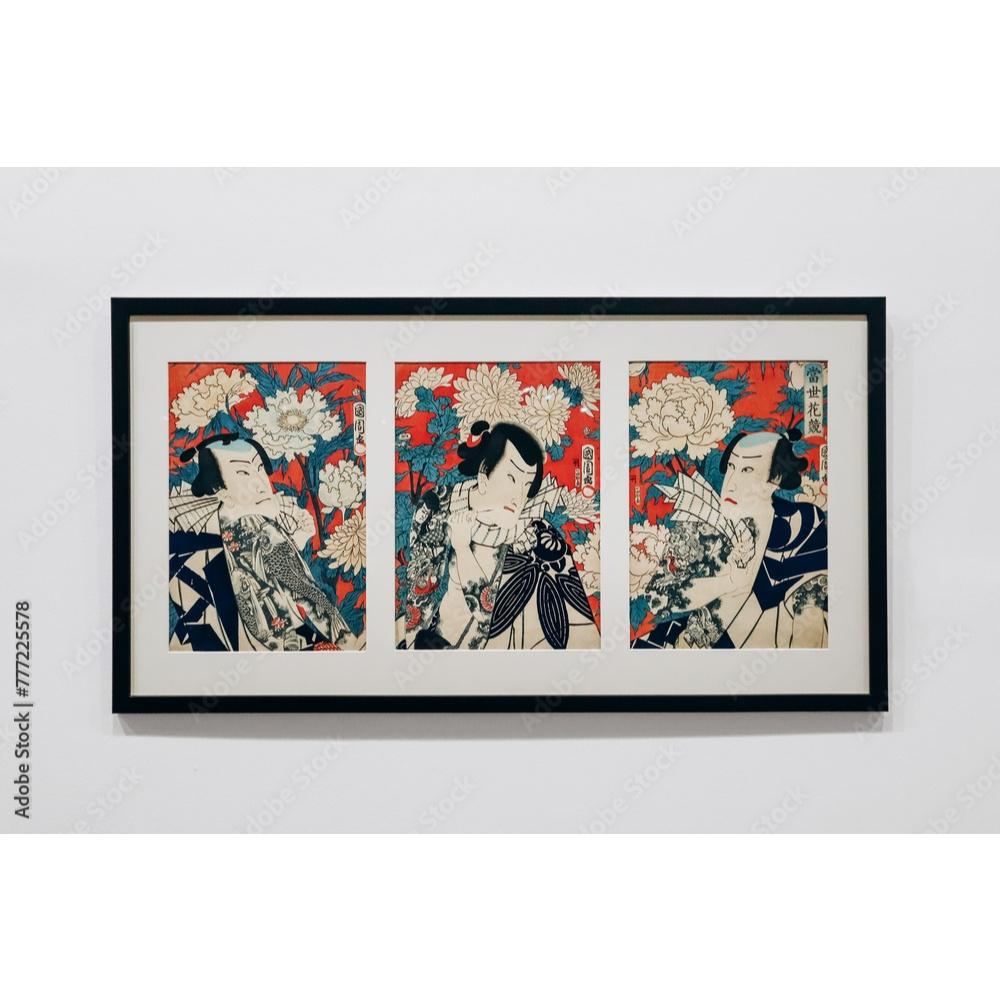 Tranh Nhật cổ, tranh in trên vải canvas, tranh Phù Thế, tranh Samurai treo tường, tranh canvas có kh