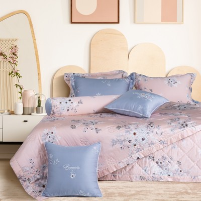 [EVERON] Bộ Chăn Ga Gối màu Hồng Tencel EPT-24082