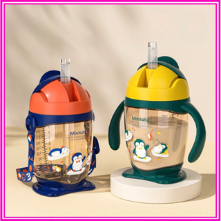  Bình tập uống cho bé Minitutu 300ml bình tập hút có chống sặc an toàn cho bé  Tặng dây đeo và cọ ống hút  