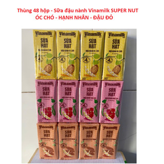 Thùng 48 hộp - Sữa đậu nành Vinamilk SUPER NUT Óc chó/ Hạnh nhân/ Đậu đỏ - Ít đường