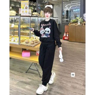   Có Big Size  Set Đồ Bộ Nỉ Nam Nữ Labubu Thu Đông Thể Thao Năng Động Chất Liệu Nỉ Cotton Mềm Mại Mới 