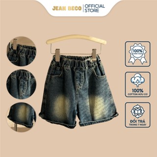 Quần short lửng JEANBECO, Short Jeans lửng cho bé trai và bé gái phong cách hàn quốc từ 10-40kg QSJ -03