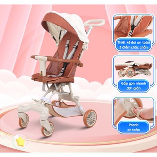 Xe đẩy cho bé gấp gọn Chilux M55 - Thiết kế đai an toàn 3 điểm, mái che nhiều nấc