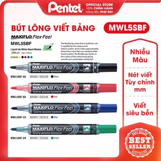 Bút lông viết bảng Pentel Maxiflo | Nét bút tùy chỉnh độ to nhỏ, màu tươi sáng, tiết kiệm | MWL5SBF