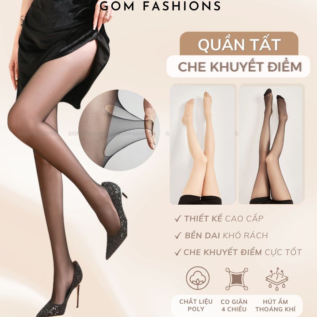 Quần tất lưới đen che khuyết điểm GOMTAT, vớ quần tàng hình thật chân siêu dai, siêu mỏng -D16-A078