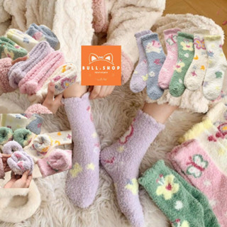 TLB43 Tất vớ len bông tất bông xù họa tiết hoạt hình tông màu phối màu pastel