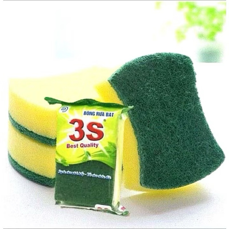 [Top Value] ( Dây 12 cái ) Bọt biển rửa chén bát 3S - Mẫu bo eo