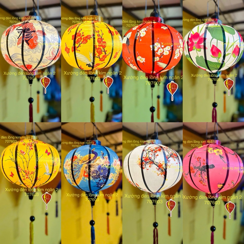 Đèn lồng vải phi 3D hội an vietnames lanterns (30,40,45cm) chuyên trang trí trung thu treo tết