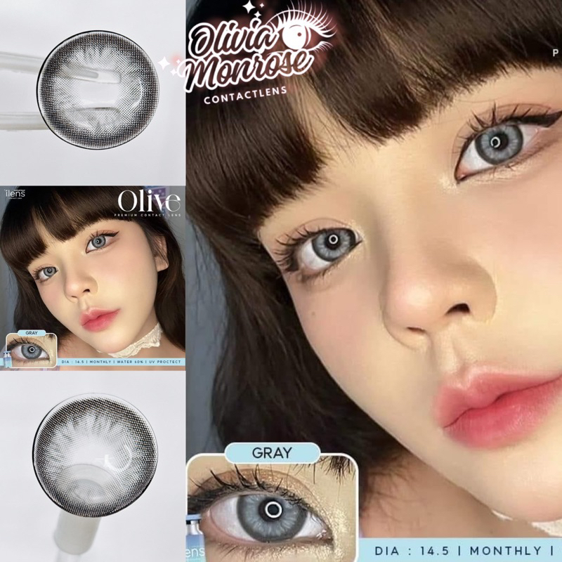 Kính Áp tròng , Lens xám tây Olivia monrose - Olive Gray lens ( Tone sáng 14.5mm )