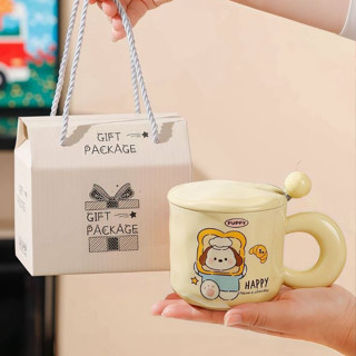 Quà tặng cốc sứ Ly sứ có nắp hình Chú Chó Hoạt Hình 350ml thích hợp làm quà tặng đi kèm có muỗng chất lượng cao cấp